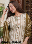Printed Cotton Kurti With Pant And Dupatta-ISKWSU18081499