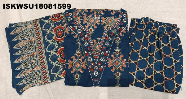 Printed Cotton Kurti With Pant And Dupatta-ISKWSU18081599