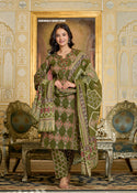 Printed Cotton Kurti With Pant And Dupatta-ISKWSU18081599