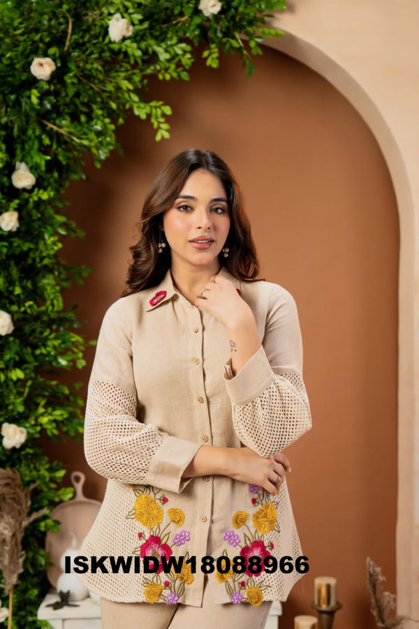 Embroidered Jute Co-Ord Set-ISKWIDW18088966