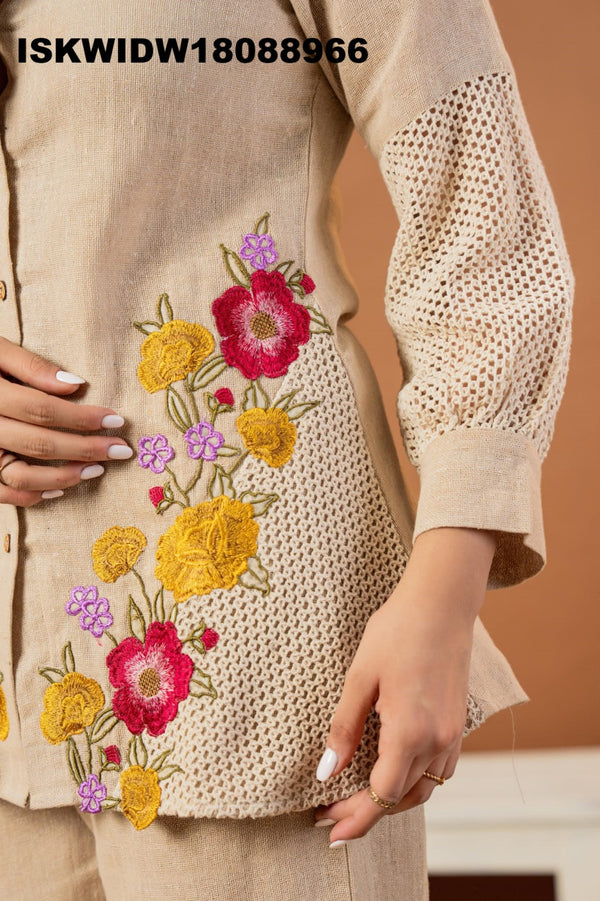 Embroidered Jute Co-Ord Set-ISKWIDW18088966