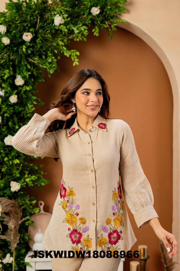 Embroidered Jute Co-Ord Set-ISKWIDW18088966