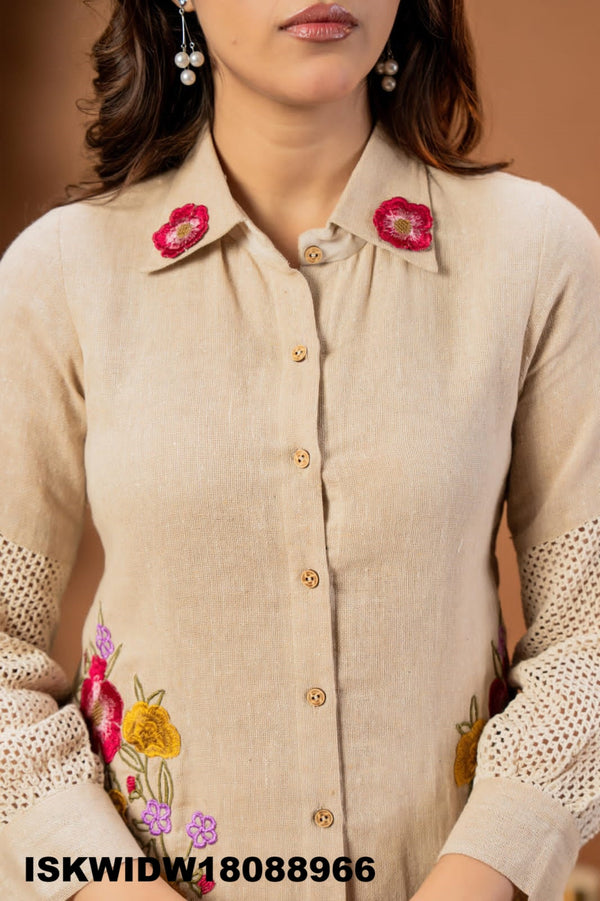Embroidered Jute Co-Ord Set-ISKWIDW18088966