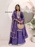 Embroidered Silk Kurti With Sharara And Dupatta-ISKWSH180821998