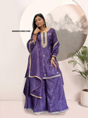 Embroidered Silk Kurti With Sharara And Dupatta-ISKWSH180821998