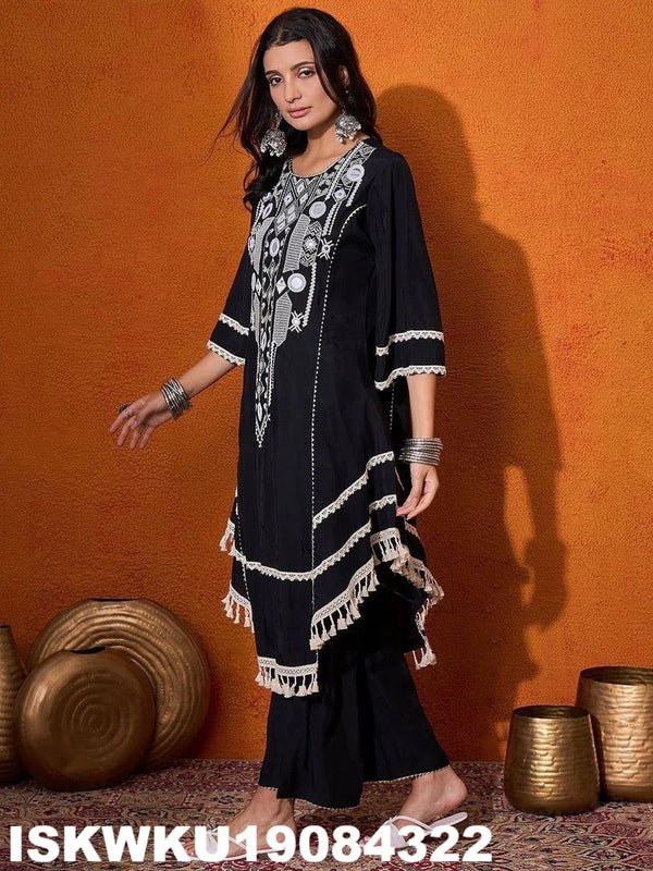 Embroidered Rayon Kurti With Palazzo-ISKWKU19084322