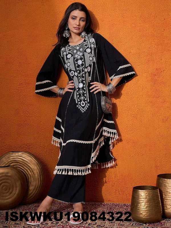 Embroidered Rayon Kurti With Palazzo-ISKWKU19084322