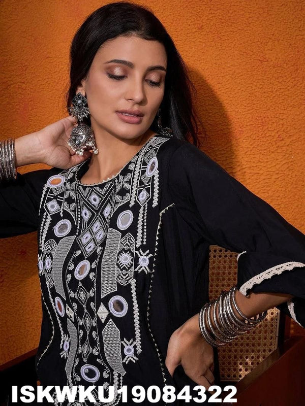 Embroidered Rayon Kurti With Palazzo-ISKWKU19084322