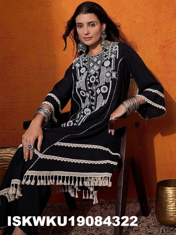 Embroidered Rayon Kurti With Palazzo-ISKWKU19084322