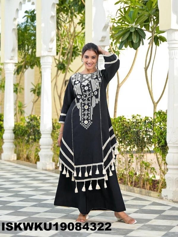 Embroidered Rayon Kurti With Palazzo-ISKWKU19084322