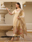 Printed Chanderi Silk Kurti With Pant And Dupatta-ISKWSU190813672