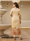 Printed Chanderi Silk Kurti With Pant And Dupatta-ISKWSU190813672