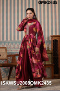 Digital Floral Printed Crepe Front Slit Anarkali Kurti With Palazzo And Dupatta-ISKWSU2008OMK2435