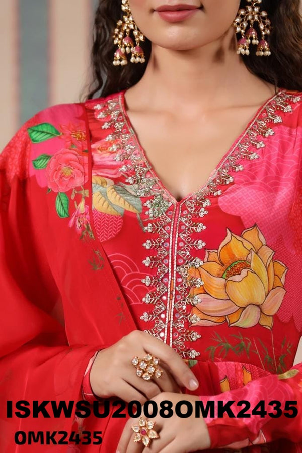 Digital Floral Printed Crepe Front Slit Anarkali Kurti With Palazzo And Dupatta-ISKWSU2008OMK2435