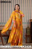 Digital Floral Printed Crepe Front Slit Anarkali Kurti With Palazzo And Dupatta-ISKWSU2008OMK2435