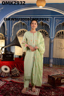 Embroidered Malmal Cotton Kurti With Pant And Dupatta-ISKWSU2008OMK2932