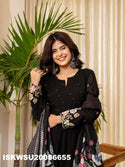 Embroidered Chanderi Silk Kurti With Pant And Printed Dupatta-ISKWSU20086655