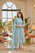 Embroidered Chanderi Silk Kurti With Pant And Dupatta-ISKWSU20086656