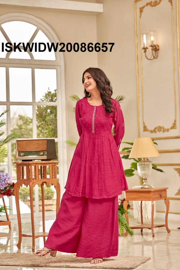 Embroidered Chanderi Silk Co-Ord Set-ISKWIDW20086657