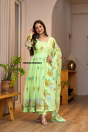 Printed Organza Anarkali Kurti With Pant And Dupatta-ISKWSU20086660