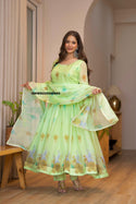 Printed Organza Anarkali Kurti With Pant And Dupatta-ISKWSU20086660