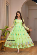 Printed Organza Anarkali Kurti With Pant And Dupatta-ISKWSU20086660