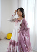 Floral Printed Organza Anarkali Kurti With Pant And Dupatta-ISKWSU20086661
