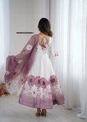 Floral Printed Organza Anarkali Kurti With Pant And Dupatta-ISKWSU20086661
