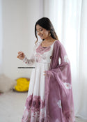 Floral Printed Organza Anarkali Kurti With Pant And Dupatta-ISKWSU20086661