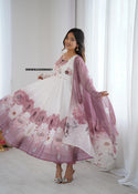 Floral Printed Organza Anarkali Kurti With Pant And Dupatta-ISKWSU20086661