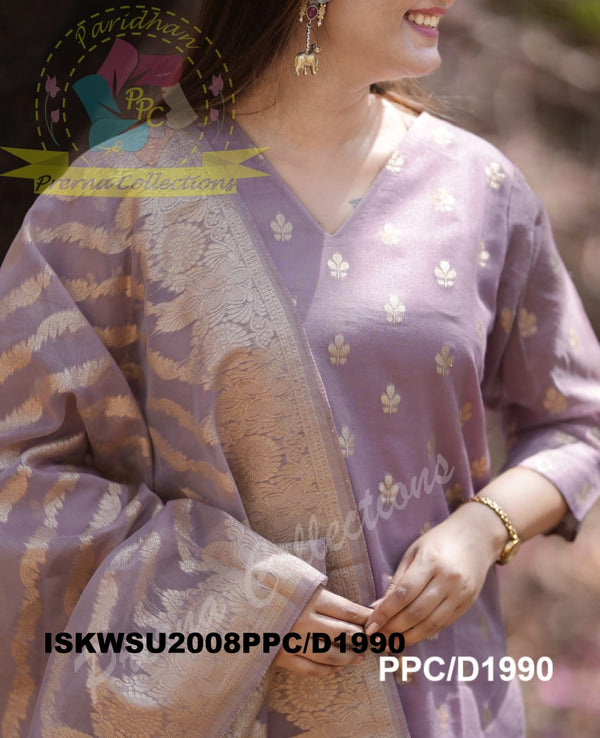 Banarasi Weaved Chanderi Silk Kurti With Silk Pant And Banarasi Dupatta-ISKWSU2008PPC/D1990