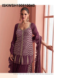 Embroidered Chinon Kurti With Sharara And Dupatta-ISKWSH190810040