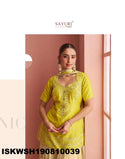 Embroidered Chinon Kurti With Sharara And Dupatta-ISKWSH190810039