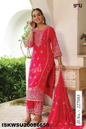 Embroidered Crepe Silk Kurti With Pant And Dupatta-ISKWSU20086658