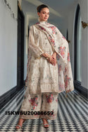 Embroidered Silk Kurti With Floral Printed Pant And Dupatta-ISKWSU20086659