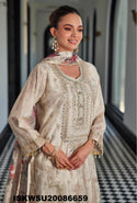 Embroidered Silk Kurti With Floral Printed Pant And Dupatta-ISKWSU20086659