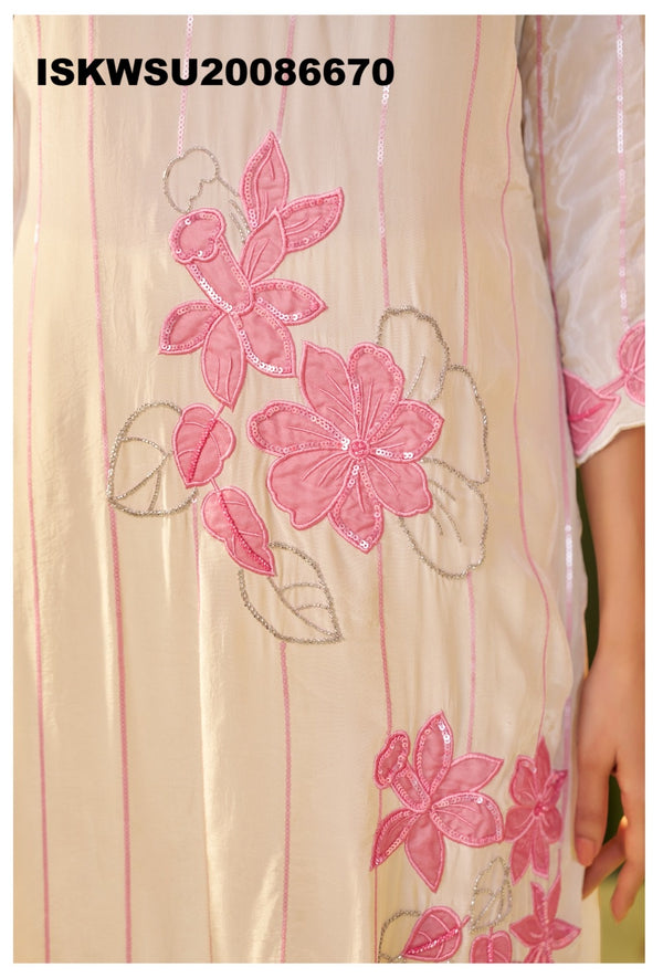 Embroidered Crepe Silk Kurti With Palazzo And Dupatta-ISKWSU21086670
