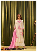 Embroidered Crepe Silk Kurti With Palazzo And Dupatta-ISKWSU21086670