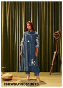 Embroidered Malmal Chanderi Kurti With Pant And Dupatta-ISKWSU190813673