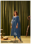 Embroidered Malmal Chanderi Kurti With Pant And Dupatta-ISKWSU190813673