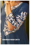 Embroidered Malmal Chanderi Kurti With Pant And Dupatta-ISKWSU190813673