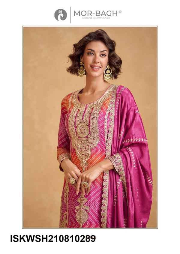 Embroidered Chinon Kurti With Sharara And Dupatta-ISKWSH210810288/289/290