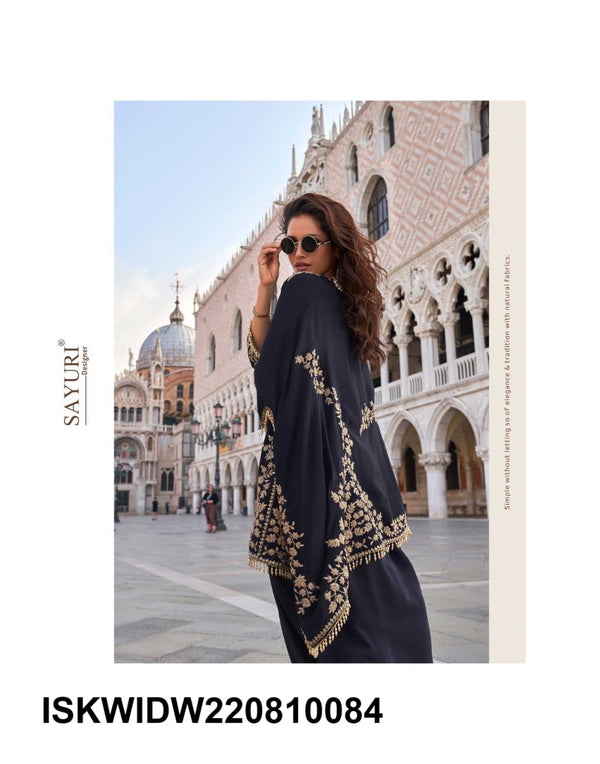 Embroidered Crepe Kaftan Set-ISKWIDW220810083
