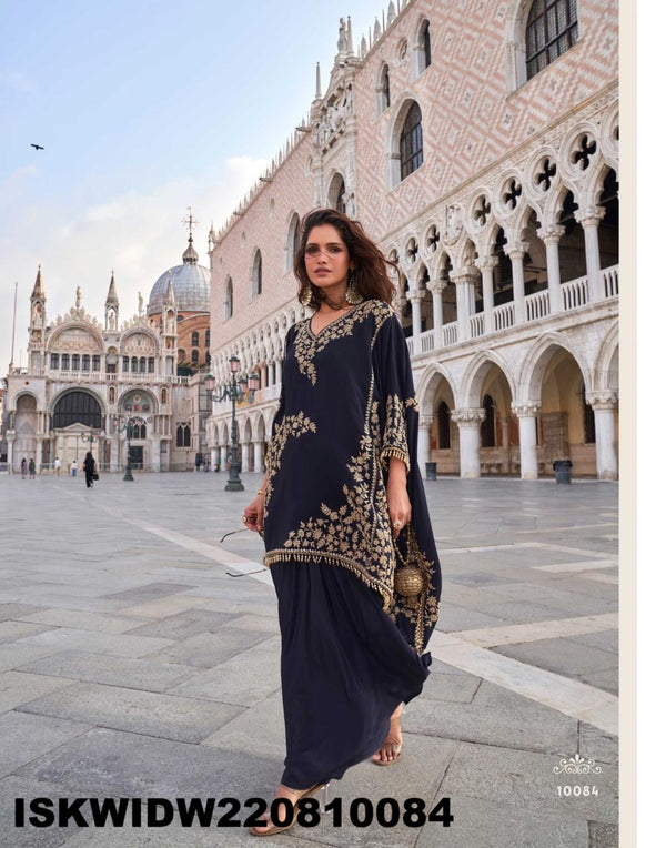 Embroidered Crepe Kaftan Set-ISKWIDW220810083
