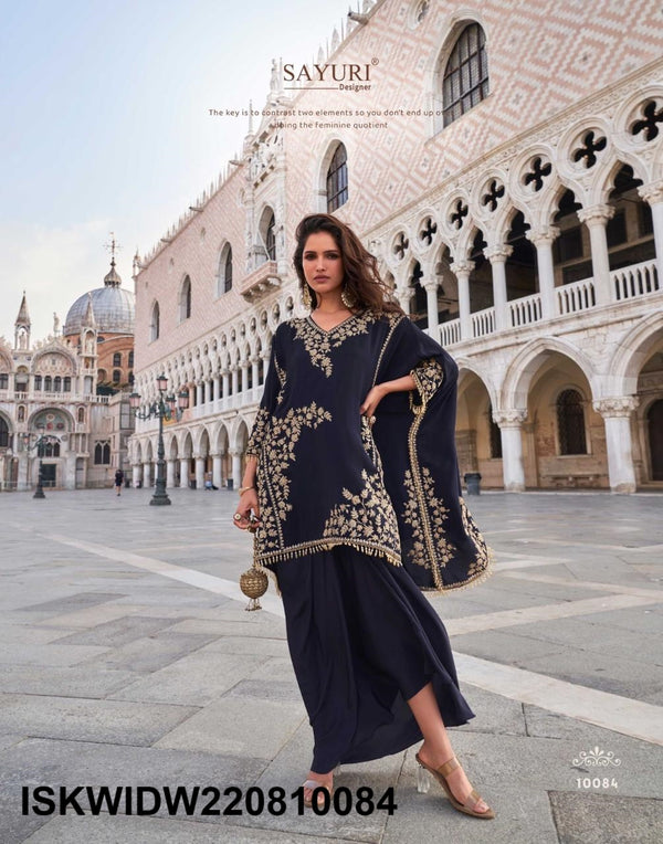 Embroidered Crepe Kaftan Set-ISKWIDW220810083