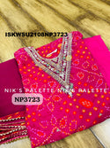 Bandhani Printed Georgette Kurti With Pant And Net Dupatta-ISKWSU2108NP3723