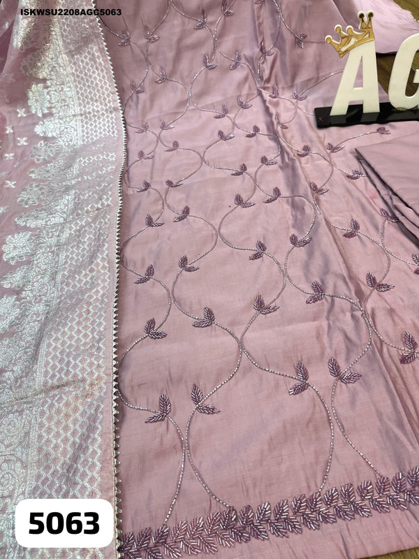 Embroidered Maslin Silk Kurti With Maslin Pant And Dupatta-ISKWSU2208AGC5063