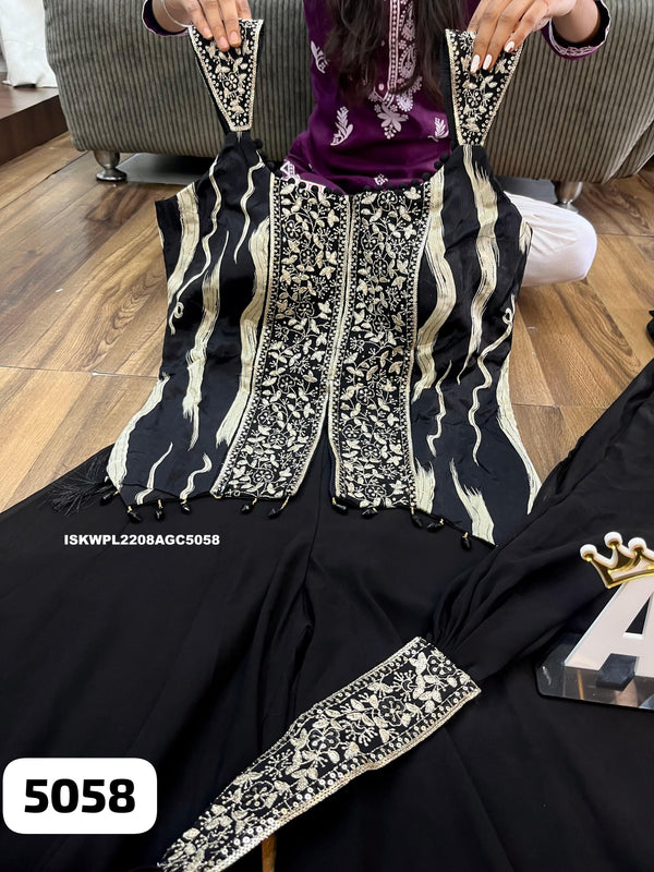 Embroidered Chinon Silk Top With Palazzo And Dupatta-ISKWPL2208AGC5058