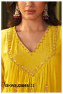 Embroidered Malmal Chanderi Kurti With Pant And Dupatta-ISKWSU25085433