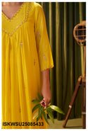 Embroidered Malmal Chanderi Kurti With Pant And Dupatta-ISKWSU25085433